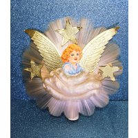 Vintage 1950S Weihnachtsengel Baumspitze Mit Gedrehtem Glas von OldSchoolOddButCool