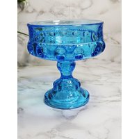 Vintage Blau Glas Sockel Candy Dish Schmuckhalter Vintage Blau Glas Sockel Candy Dish Schmuckhalter von OldSchoolOddButCool