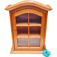 Vintage Holz Curio Miniaturen Wandschrank Mit Glastür von OldSchoolOddButCool