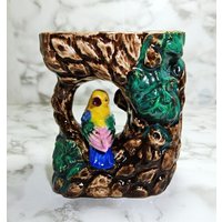 Vintage Keramik Japan Vogel Pflanzer Pinsel Stifthalter Vase von OldSchoolOddButCool