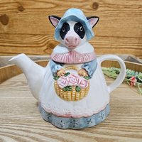 Vintage Keramik Mrs. Cow Teeparty Teekanne Zierlich Ec von OldSchoolOddButCool