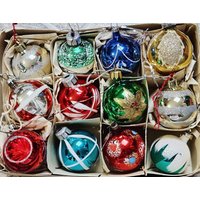 Vintage Merkur Glas Weihnachtsbaumschmuck - Set Mit 12 Assorted von OldSchoolOddButCool