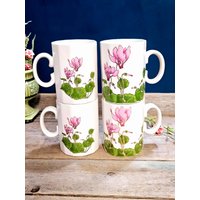 Vintage Otagiri Japan Floral Handbemalte Tassen Signiert von OldSchoolOddButCool