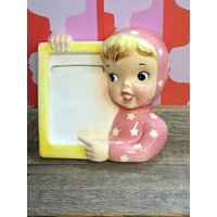 Vintage Rosa Fräulein Cutie Pie Wand Memo Halter Napco Japan von OldSchoolOddButCool