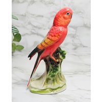 Vintage Roter Sittich Keramik Japan Vogel Figur von OldSchoolOddButCool