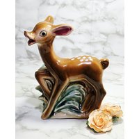 Vintage Shafford Hand Dekorierte Hirsch Pflanzer Vase von OldSchoolOddButCool