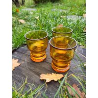 3 Gläser Vintage, Goldenes Glas, Retro von OldSpecialLovely