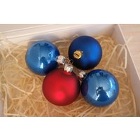 Vintage Glaskugeln Set Ukraine Geschäft Weihnachtsschmuck Helle Glänzende Blaue Ornamente Weihnachtsbaum Kranz Blaue Weihnachten von OldTrunkFinds