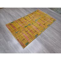 Vintage Oushak Teppich Handgewebter Wollteppich | 100x160 von Oldcarpetshop