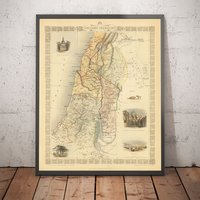 Alte Karte Des Alten Palästina Im Jahre 1851 - Heiliges Land, Kanaan, Jerusalem, Judäa, Samaria, Galiläa, Israel, West Bank, Gaza Gerahmtes von OldmapsShop