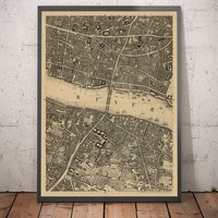 Alte Karte London 1746 Von Rocque, E2 - Bridge, City Of London, Borough, Bermondsey, Monument, Cannon, Bank, Billigseite Gerahmt, Ungerahmt von OldmapsShop
