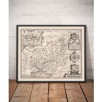 Alte Karte Von Carmarthenshire Wales, 1611 John Speed - Carmarthen, Llanelli, Llandovery, Ammanford Gerahmt Oder Ungerahmt von OldmapsShop