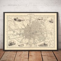 Alte Karte Von Dublin, Irland, 1851 Tallis & Rapkin - Central, Temple Bar, Stoneybatter, Docklands, Liffey, Leinster Gerahmtes, Ungerahmtes Geschenk von OldmapsShop