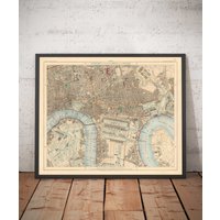 Alte Karte Von East London 1891 - Isle Of Dogs, Tower Hamlets, Limehouse, Poplar, Canary Wharf, Surrey Quays E1 E3 E14 Se16 Mit Farbigem Rahmen von OldmapsShop