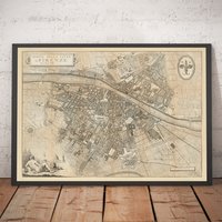 Alte Karte Von Florenz, Firenze, 1847 Molini & Ruggieri - Uffizien, Santa Croce, Duomo, Platz, Palazzo, Ponte Vecchio Gerahmtes, Ungerahmtes Geschenk von OldmapsShop