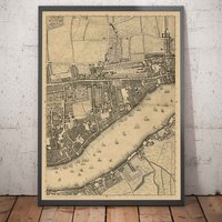 Alte Karte Von John Rocque London, 1746, G2 - Wapping, Shadwell, Rotherhithe, Thames, Tower Hamlets, E1W, Southwark Gerahmtes, Ungerahmtes Geschenk von OldmapsShop