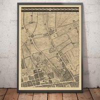 Alte Karte Von London John Rocque, 1746, B1 - Oxford Street, Tottenham Court Road, Fitzrovia, Soho & Cavendish Square Gerahmtes, Ungerahmtes Geschenk von OldmapsShop