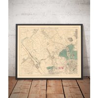 Alte Karte Von Nord-London, 1891 - Hampstad, Cricklewood, Golders Green, Brent Nw2, Nw3, Nw11, Nw4 Geschenk Mit Farbigem Rahmen Ohne von OldmapsShop