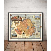 Alte Karte Von Nordirland, Ulster Ernest Clegg, 1947 - Eire, Antrim, Belfast, Londonderry, Lough Neagh, Down Gerahmtes, Ungerahmtes Geschenk von OldmapsShop