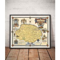 Alte Karte Von Norfolk Ernest Clegg, 1945 - Sandringham, Norwich, Yarmouth, Winston Churchill, Lord Nelson, Ww2 Gerahmt, Ungerahmt von OldmapsShop