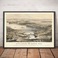 Alte Karte Von Ottawa 1859 Laver, Stent - Kolonialprovinz Kanadas Hull, Quebec Innenstadt, Bytown, Byward, River Gerahmtes Ungerahmtes Geschenk von OldmapsShop