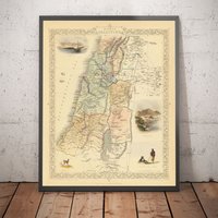 Alte Landkarte Von Palästina Im Jahre 1851 - Israel, Westjordanland, Gaza, Nazareth, Nablus, Haifa, Jerusalem Geschenk Ohne Rahmen von OldmapsShop