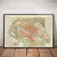 Alte Karte Von Paris, Frankreich Delamarche Im Jahre 1797 - Louvre, Notre Dame, Sainte-Chapelle, Seine, Revolution, Behinderte Gerahmt, Ungerahmt von OldmapsShop