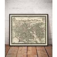 Alte Karte Von Paris, Frankreich Jean Sauve - Notre-Dame, Sainte-Chapelle, Île De La Cité, Gerahmtes, Ungerahmtes Altes Kartengeschenk von OldmapsShop