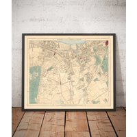 Alte Karte Von South London, 1891 - Wandsworth, Wimbledon, Putney, Earlsfield, River Wandle Sw15, Sw18, Sw19 Farbe Gerahmt, Ungerahmtes Geschenk von OldmapsShop