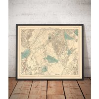 Alte Karte Von Süd-London Im Jahr 1891 - Dulwich, Peckham Rye, Herne Hill, Forest Hill Se24, Se22, Se21, Se23 Mit Farbigem Rahmen, Geschenk Ohne von OldmapsShop