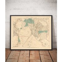 Alte Karte Von Süd-London - Streatham, Tooting, Mitcham, Norbury Sw17, Sw16, Cr4 Farbgerahmtes Oder Ungerahmtes Stadtplan Geschenk von OldmapsShop