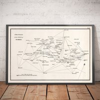 Alte Karte Von Surrey, 1811 - Erste Triangulierungs-Vermessungskarte Hügel, Burgen, Türme Gerahmt, Ungerahmt von OldmapsShop