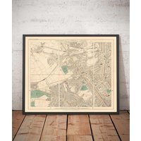 Alte Karte Von West London, 1862 - St Johns Wood, Kilburn, Kensal Green, Finchley, Willesden Nw6, Nw8, Nw2, W9, W10, Nw10 Geschenk Farbig Gerahmt von OldmapsShop