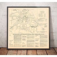 Alter Straßenplan Von Santa Fe, New Mexico, 1925 - Seltener Stadtplan Der Landeshauptstadt Palast, Platz, Kapeptol Gebäude Geschenk Ohne Rahmen von OldmapsShop