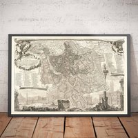 Seltene Alte Karte Von Rom, Italien Nolli & Piranesi, 1748 - Vatikan, St. Peter, Trevi-Brunnen, Kolosseum Gerahmter, Ungerahmter Stadtplan von OldmapsShop