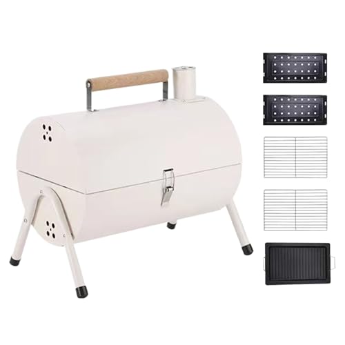 Fass Räuchergrill,Smoker Grill Für Garten - Tragbarer Fassgrill Mit Griff Für Outdoor Garten Camping Terrasse Picknick Balkon von Oldmoom