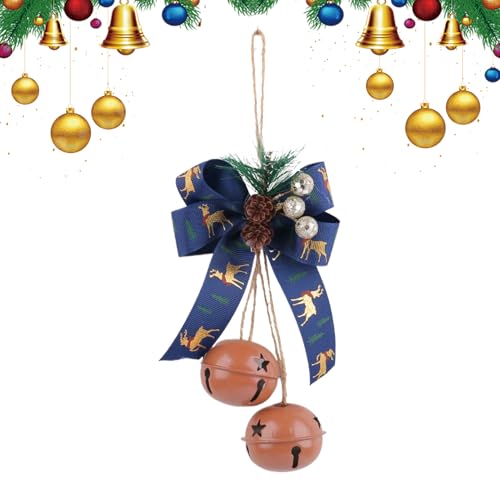 Glocken Christbaumschmuck, Weihnachtsglocken Mit Schleifen Und Beerendekor, Weihnachtsdekoration Partyzubehör für Zuhause Bauernhaus Bastelbedarf Wohnzimmer Schlafzimmer Kamin Wand Tür von Oldmoom