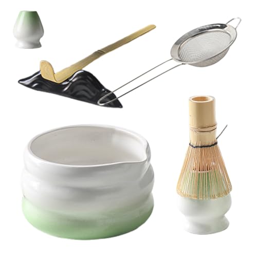 Matcha-Set – Matcha-Schneebesen und Schüssel Teezubereitungs-Set – japanisches Werkzeugset mit Löffelhalter, Sieb für Teeliebhaber, Männer, Frauen, Freunde, Zeremonie, Frühstück, Kaffee von Oldmoom