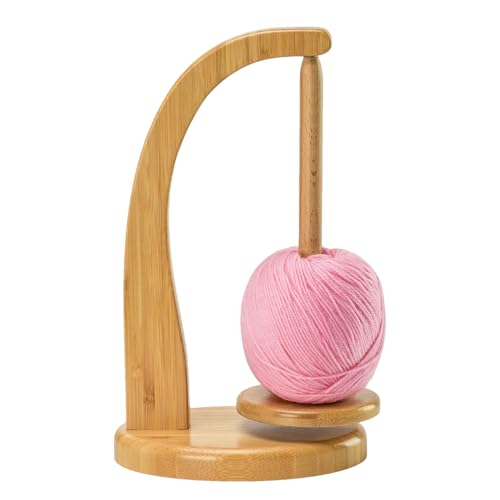 Oldmoom Garnhalter aus Holz zum Häkeln, magnetischer Garnknäuelhalter - Rotierender magnetischer Garnständer aus Holz - Platzsparender Garnhalter zum Stricken, 320 g tragender Garnspinner Häkeln von Oldmoom