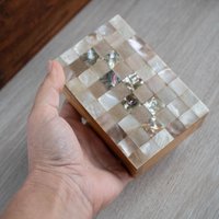 Perlmutt Holzbox Mit Deckel Kleine Andenken Box Vintage Schmuck Aufbewahrung von OldtimerBeauties
