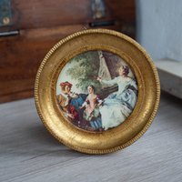 Runder Goldrahmen Vintage Holz Wand Bilderrahmen Vergoldeter Fotorahmen von OldtimerBeauties