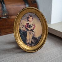 Vergoldeter Ovaler Rahmen Vintage Holz Bilderrahmen Gold Wanddekor von OldtimerBeauties