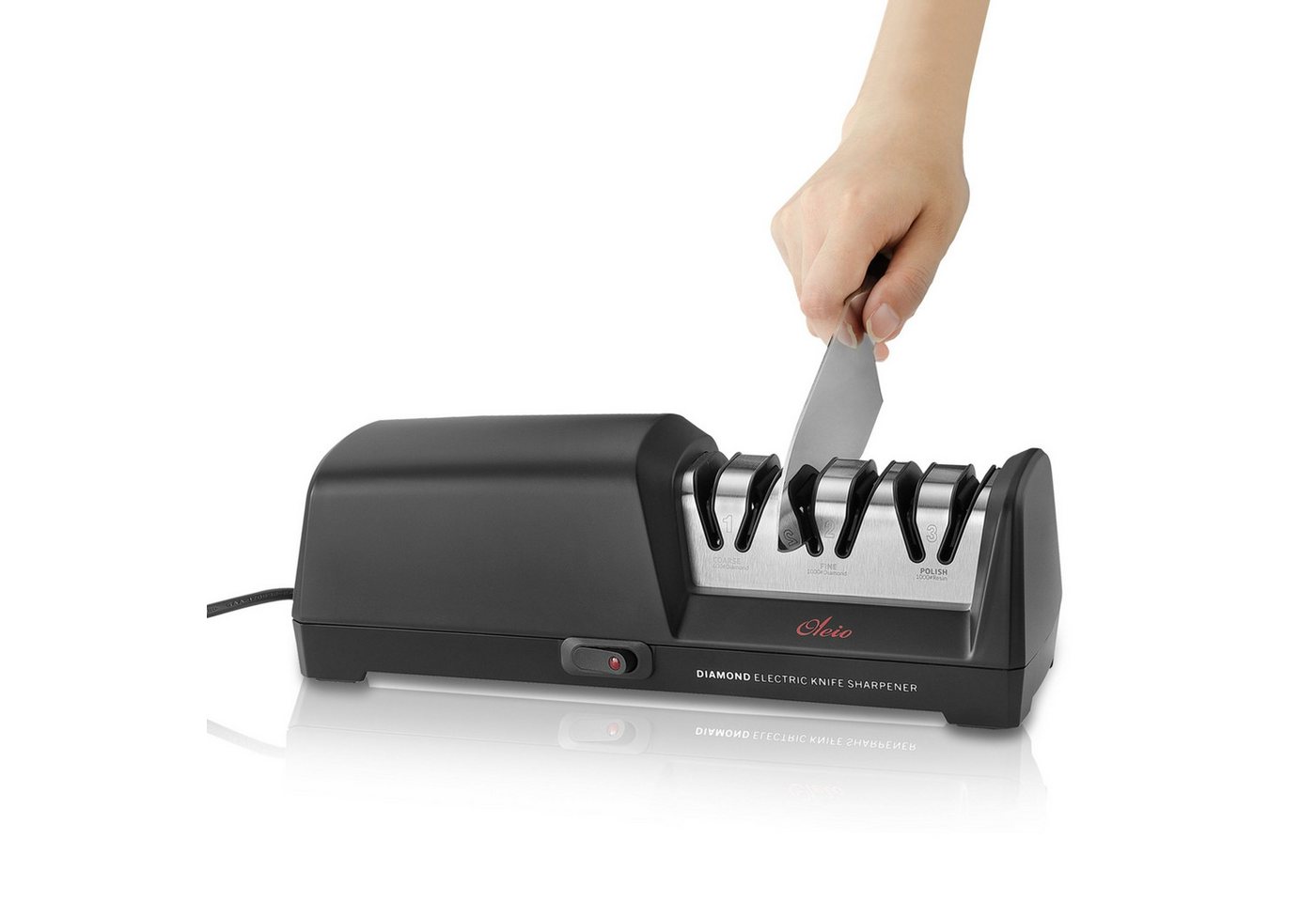 Oleio Messerschärfer Elektrischer Messerschleifer – 3-Stufen-System, 15° Führung, Diamant Oleio Messerschärfer Elektrischer Messerschleifer – 3-Stufen-System, 15° Führung, Diamant von Oleio