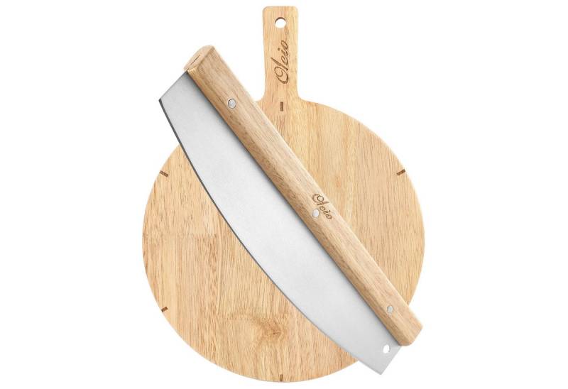 Oleio Pizzamesser Pizzaschneider Wiegemesser + Pizzabrett rund, 30 cm aus Holz Oleio Pizzamesser Pizzaschneider Wiegemesser + Pizzabrett rund, 30 cm aus Holz von Oleio