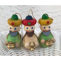 3Er Set Glasser Holzanhänger 3 Weise Männer Handgefertigt Deutschland Weihnachtsdekoration Ornament Urlaub Geschenk Versandfertig von OlenasDesign