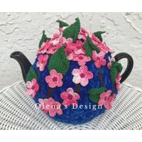 Gehäkelte Teewärmer Blau Kirschblüte Gehäkelt Sakura Blüte Grün Küchenaccessoire High Tee Accessoire von OlenasDesign