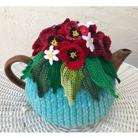 Gehäkelte Teewärmer Blau Tee Überwurf Rot Stiefmütterchen Gehäkelte Blume Grün Küchenaccessoire Gehäkelt High Accessoire Dekor Gehäkelte Teewärmer Blau Tee Überwurf Rot Stiefmütterchen Gehäkelte Blume Grün Küchenaccessoire Gehäkelt High Accessoire Dekor von OlenasDesign