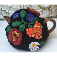 Gehäkelte Teewärmer Gehäkelte Herbstblume Grün Gehäkeltes Accessoire Gehäkelt von OlenasDesign