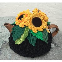 Gehäkelte Teewärmer Gehäkelte Herbstblume Grün Küchenaccessoire Häkeln Hoch Accessoire Dekor von OlenasDesign