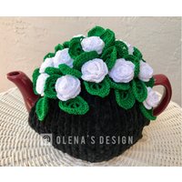 Gehäkelte Teewärmer Gehäkelte Rosenknospe Blume Grün Küchenaccessoire von OlenasDesign
